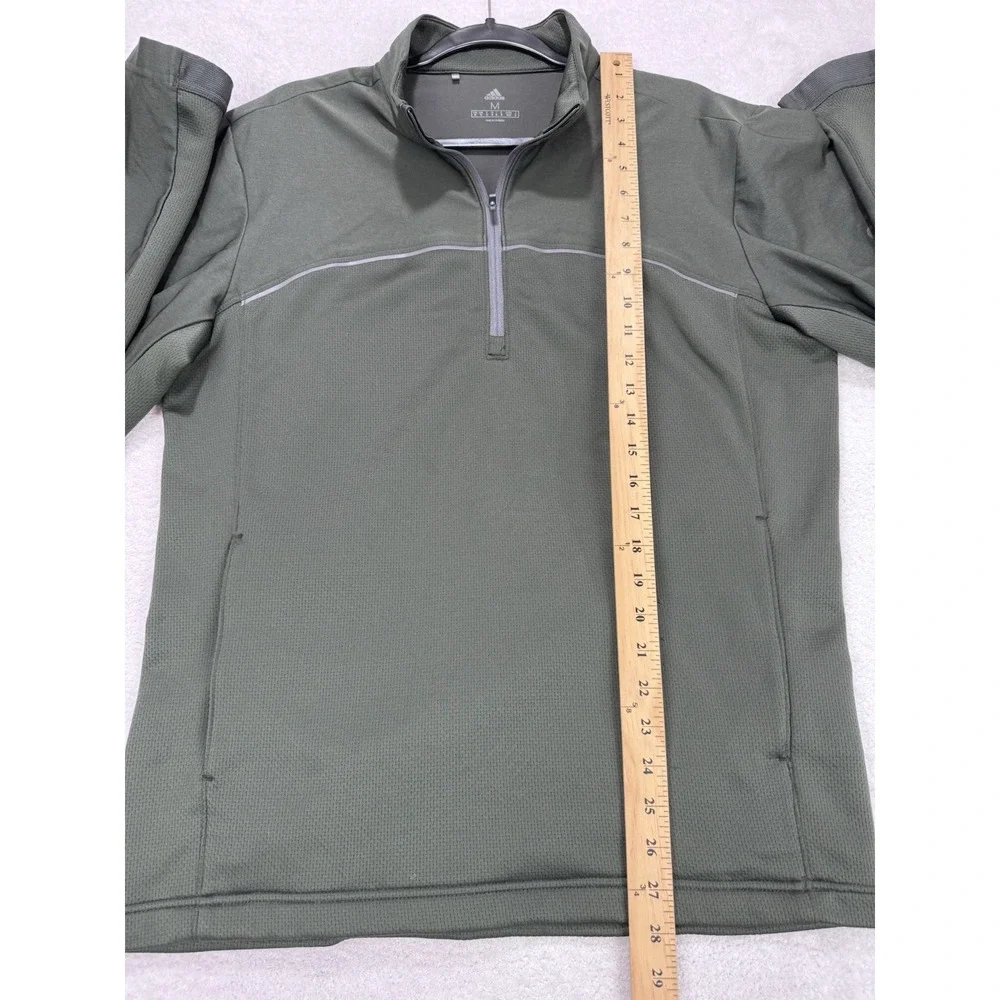 Adidas‎ Pullover 1/4 Zip Long Sleeve Mens M Khaki Green Golf Zip Pockets